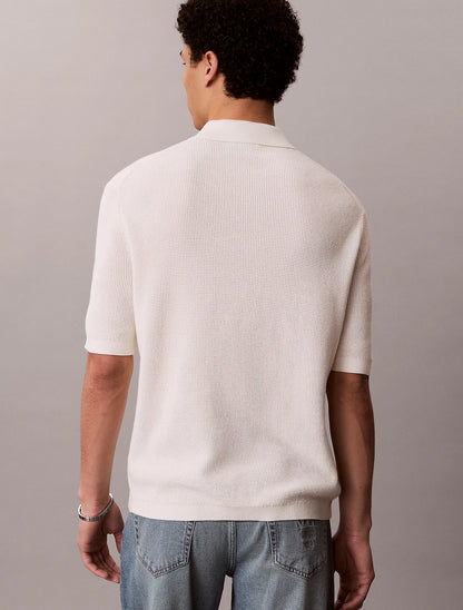 Polo Creme Malha Waffle Calvin Klein