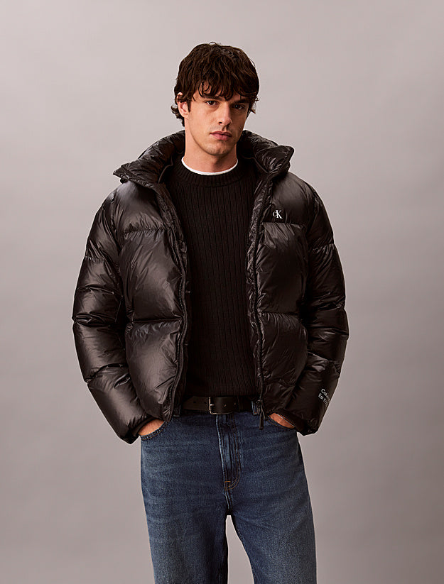 Casaco Puffer Calvin Klein de Penas Preto Calvin Klein