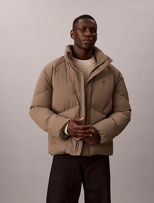 Casaco de Penas Calvin Klein Acolchoado Relaxed Fit Bege Calvin Klein
