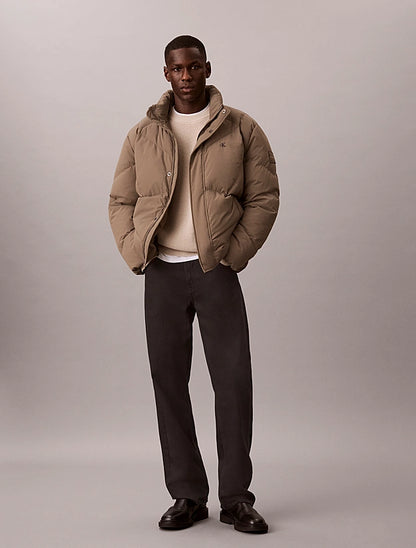 Casaco de Penas Calvin Klein Acolchoado Relaxed Fit Bege Calvin Klein