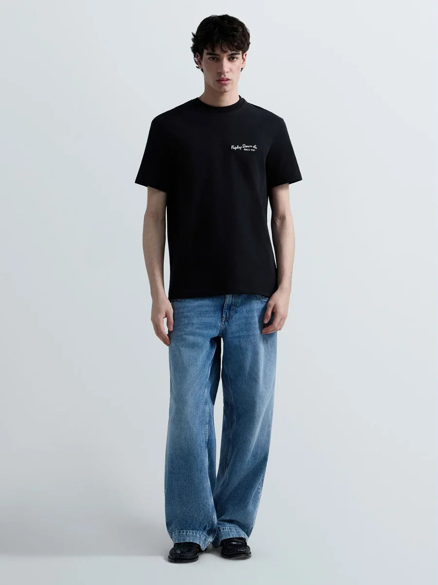 T-shirt Replay Preta com Logótipo Bordado Replay