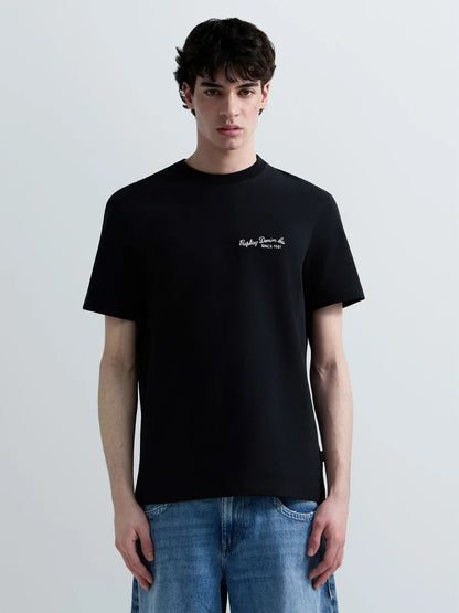 T-shirt Replay Preta com Logótipo Bordado Replay