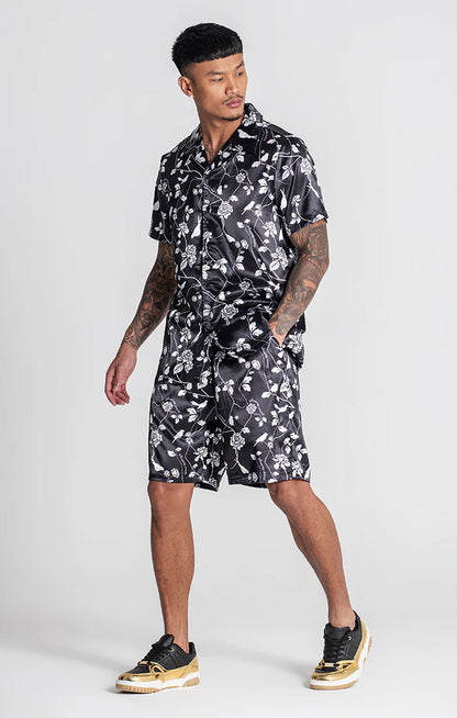Camisa Cetim Preta e Branca SS24 Gianni Kavanagh