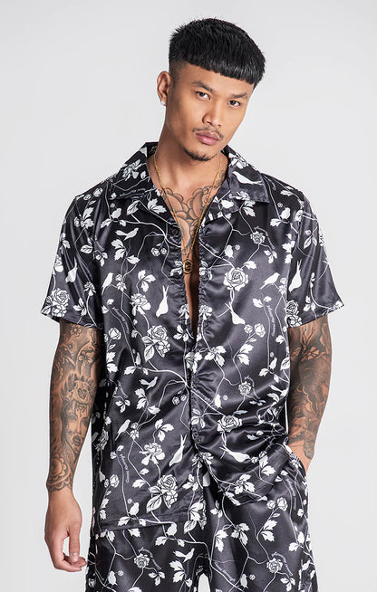 Camisa Cetim Preta e Branca SS24 Gianni Kavanagh
