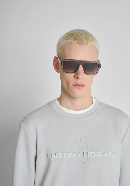 Sweatshirt Cinza com Estampa Alto Relevo Antony Morato