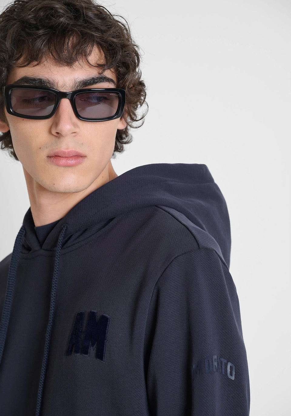 Camisola Com Capuz Azul Relaxed-Fit