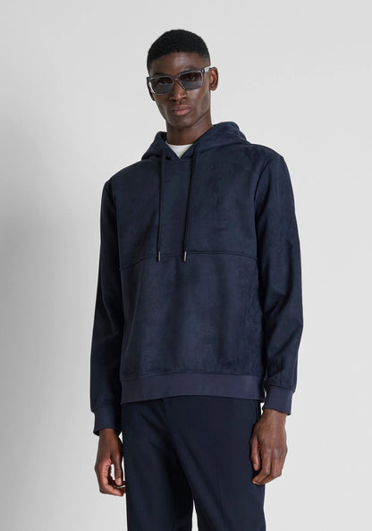 Sweatshirt com Capuz Efeito Camurça Antony Morato Azul Antony Morato