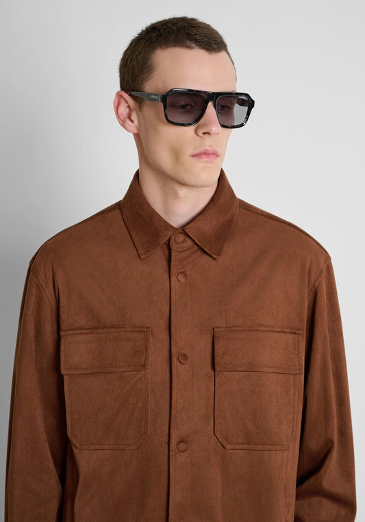 Sobrecamisa Antony Morato Castanho com Efeito Camurça Antony Morato