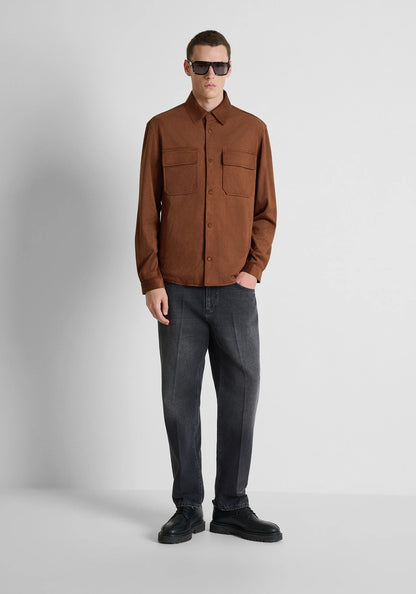 Sobrecamisa Antony Morato Castanho com Efeito Camurça Antony Morato