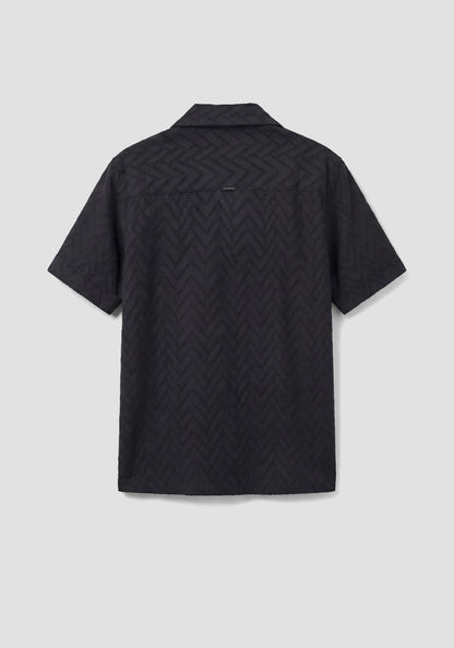 Camisa com Bordado de Manga Curta Preta Antony Morato
