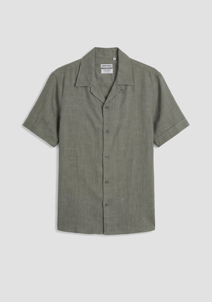 Camisa de Linho de Manga Curta Verde Antony Morato