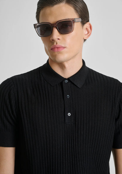 Polo Canelado Preto Antony Morato