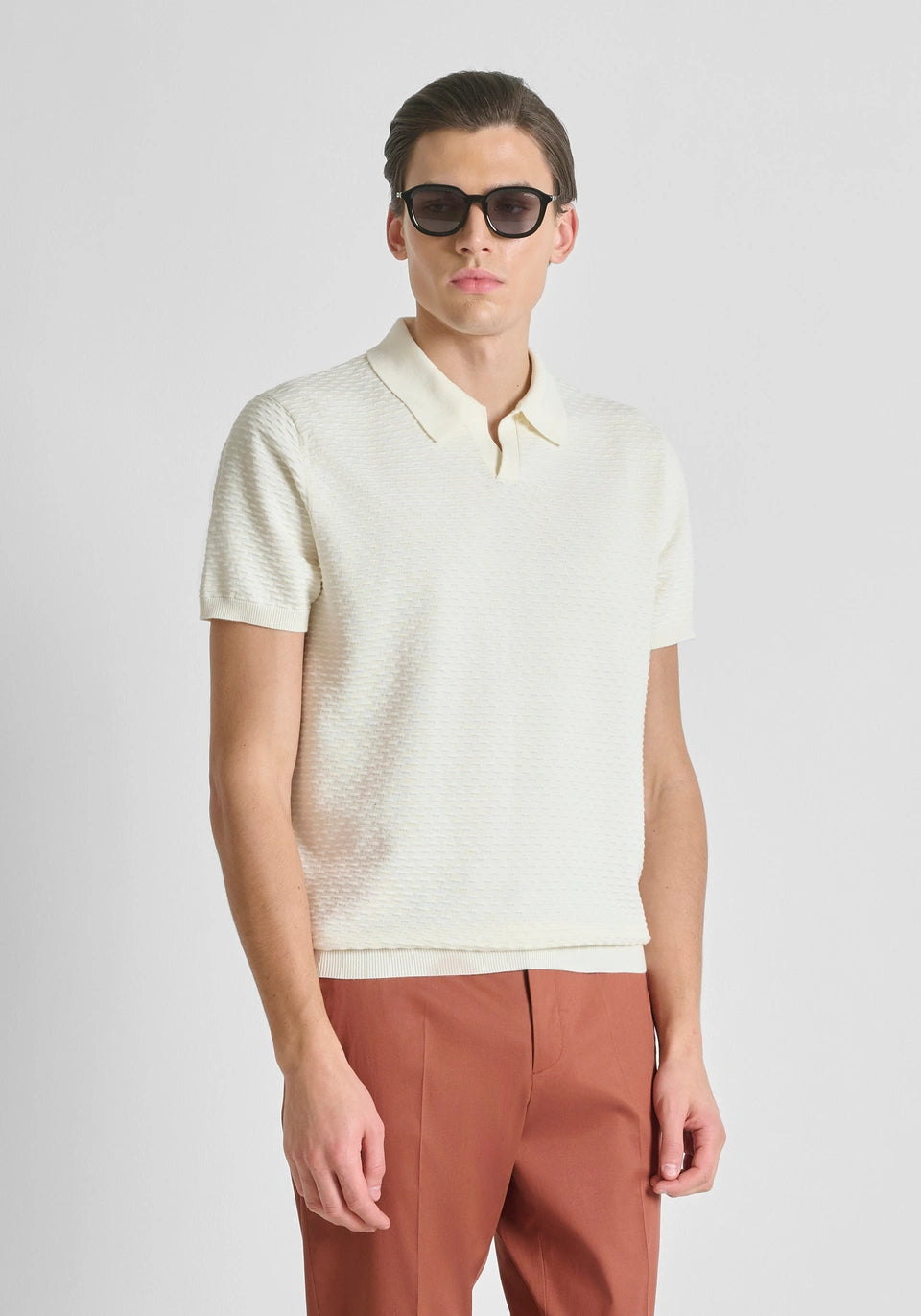 Polo de Malha Regular Fit Creme