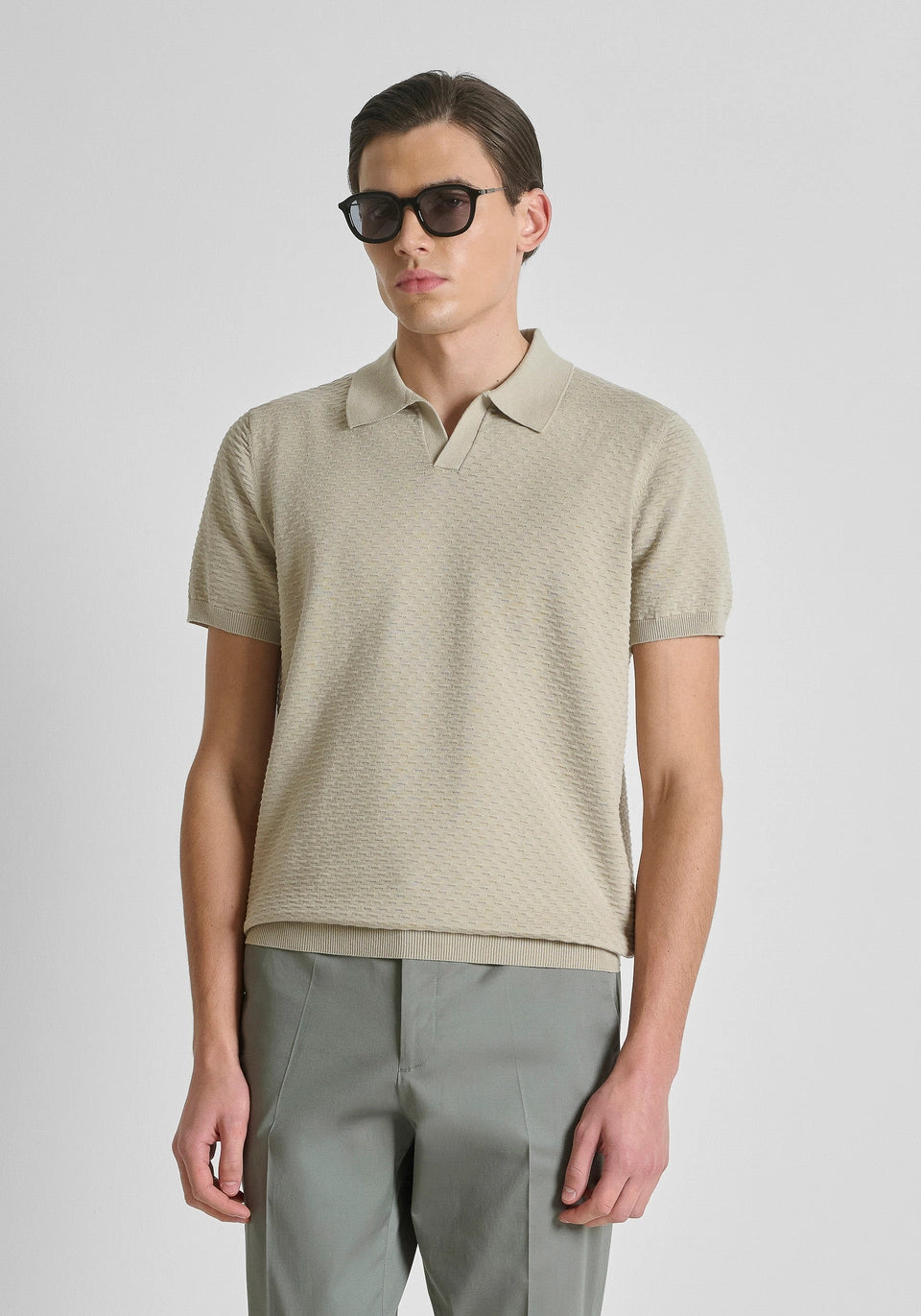 Polo de Malha Regular Fit Bege