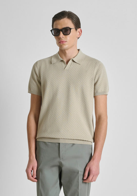 Polo de Malha Regular Fit Bege