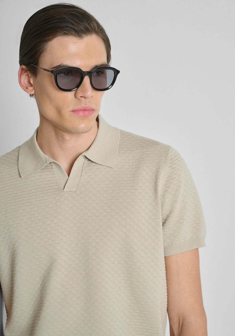 Polo de Malha Regular Fit Bege