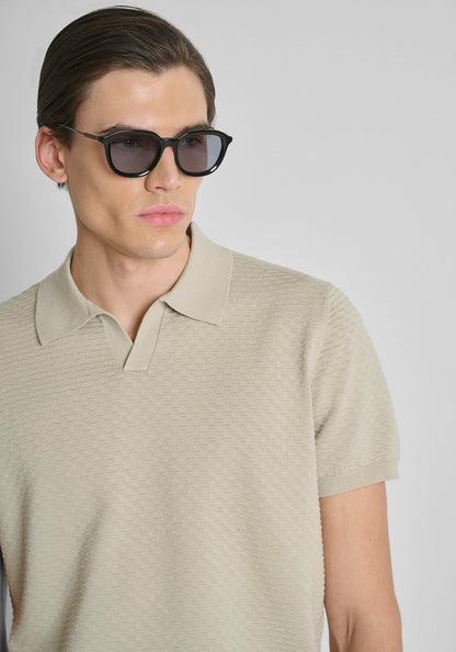 Polo de Malha Regular Fit Bege Antony Morato