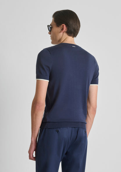T-shirt de Malha Azul Antony Morato