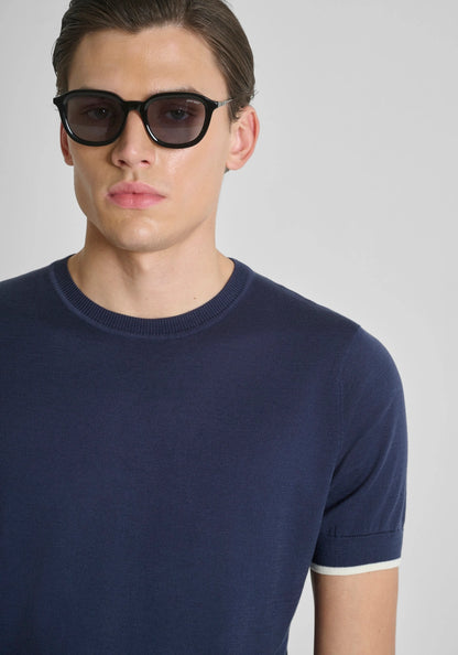 T-shirt de Malha Azul Antony Morato
