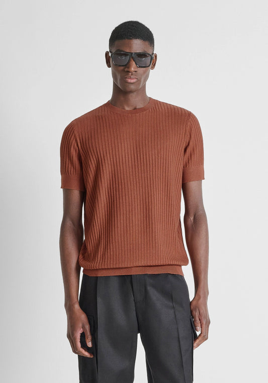T-shirt Malha Canelada Terracota Antony Morato SS26