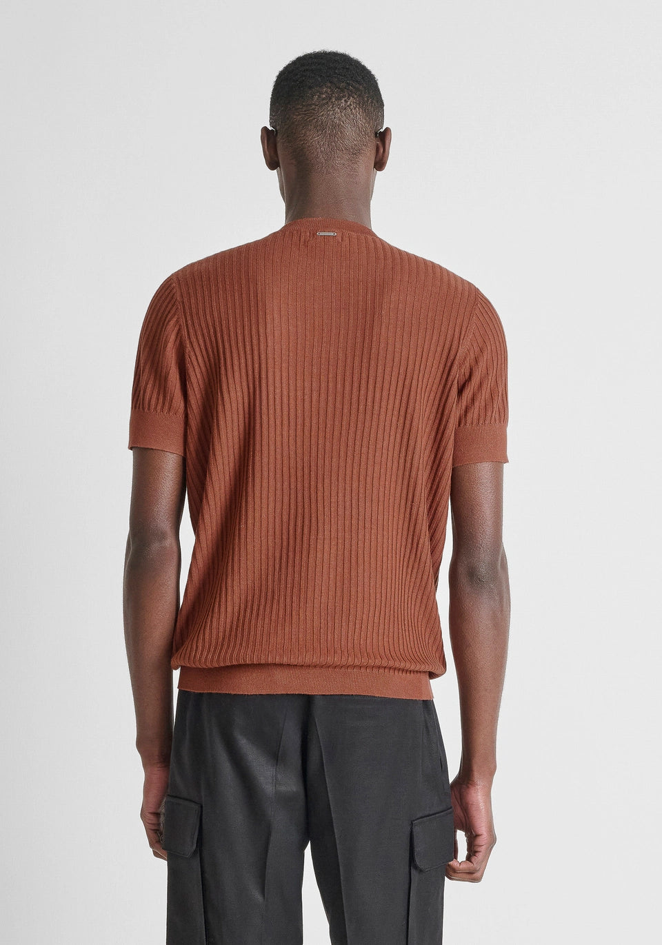 T-shirt Malha Canelada Terracota