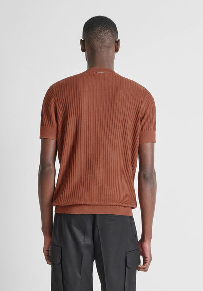 T-shirt Malha Canelada Terracota Antony Morato