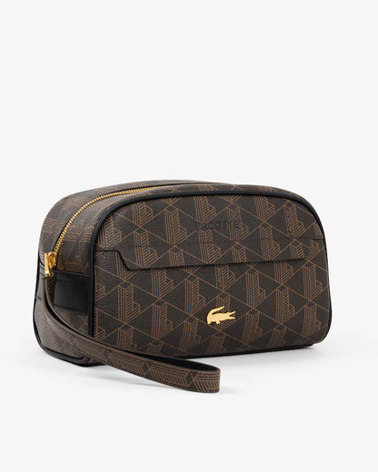 Nécessaire Padrão Monograma Castanho e Dourado Lacoste Lacoste