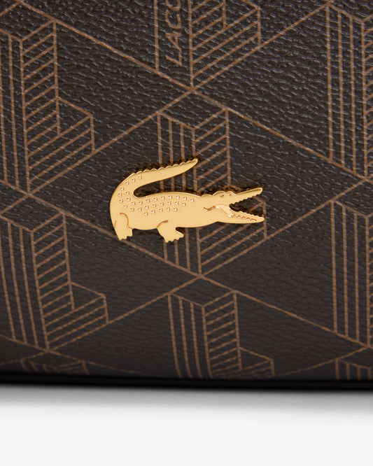 Nécessaire Padrão Monograma Castanho e Dourado Lacoste Lacoste