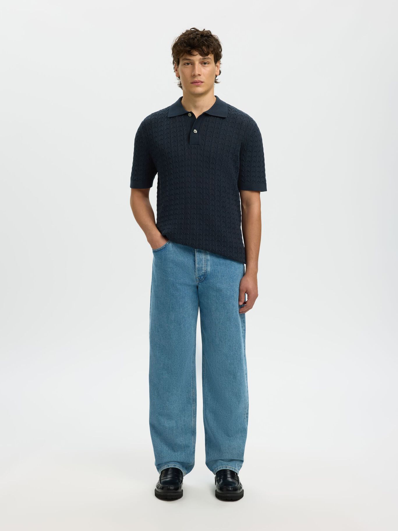 Polo Malha Azul Selected SS26