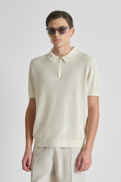 Polo Corte Regular Fit e Fecho Creme Antony Morato