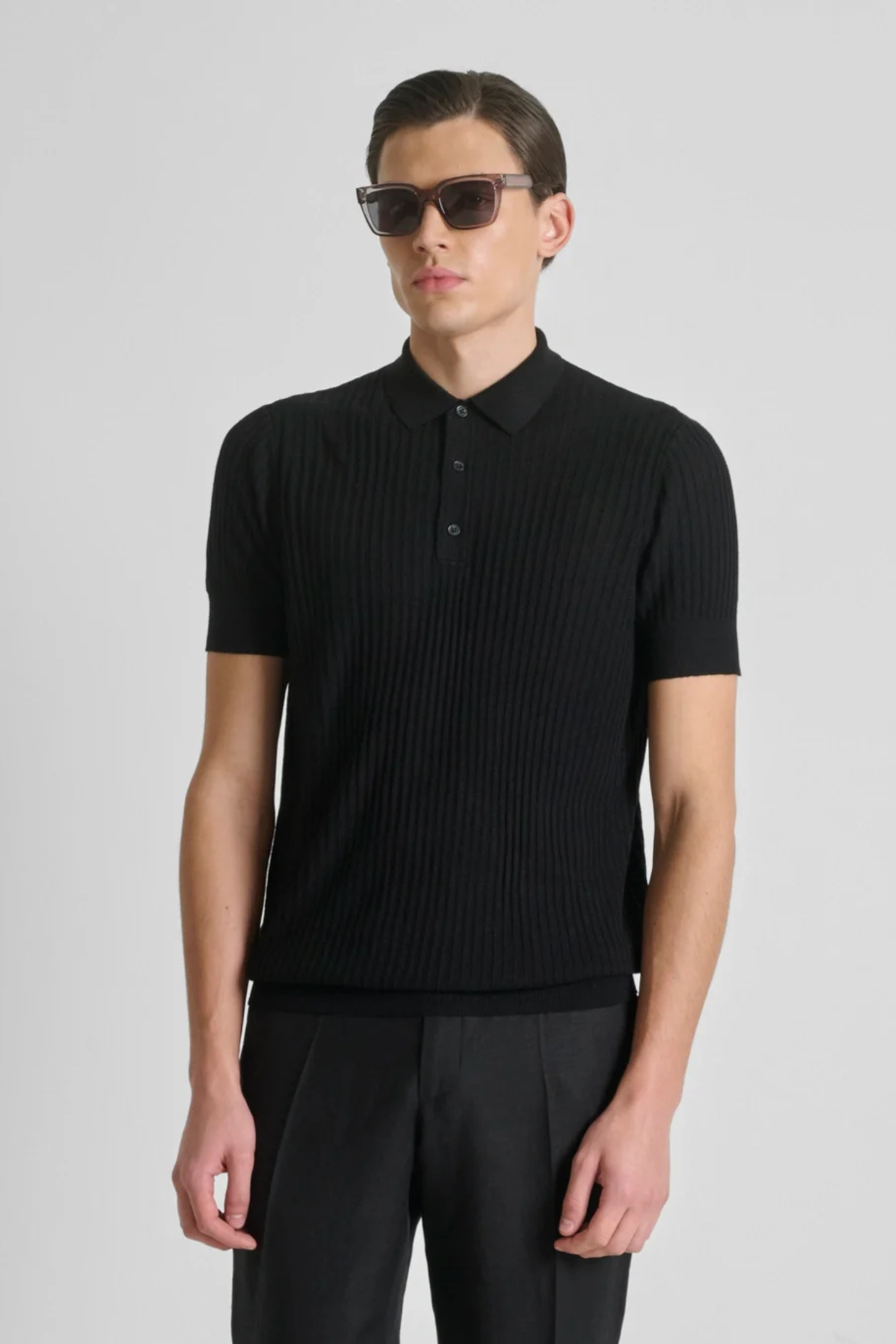 Polo Canelado Preto Antony Morato