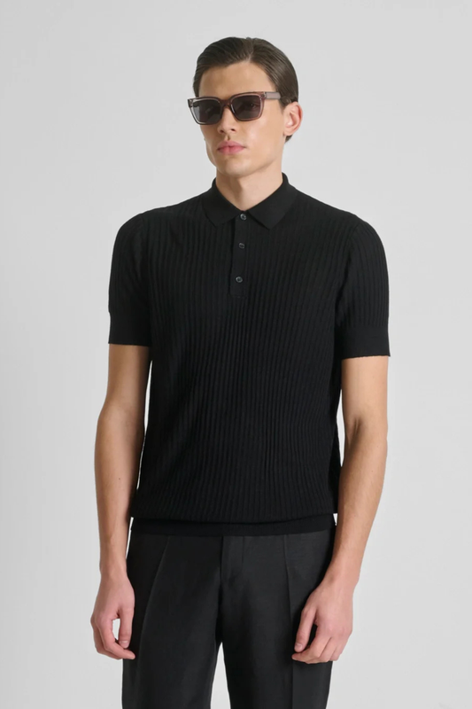Polo Canelado Preto Antony Morato