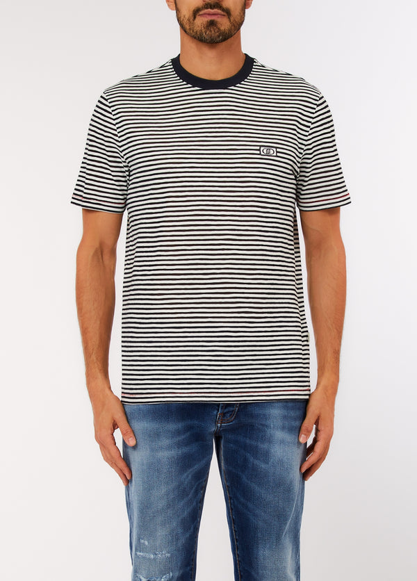 T-shirt Risca Azul e Branca