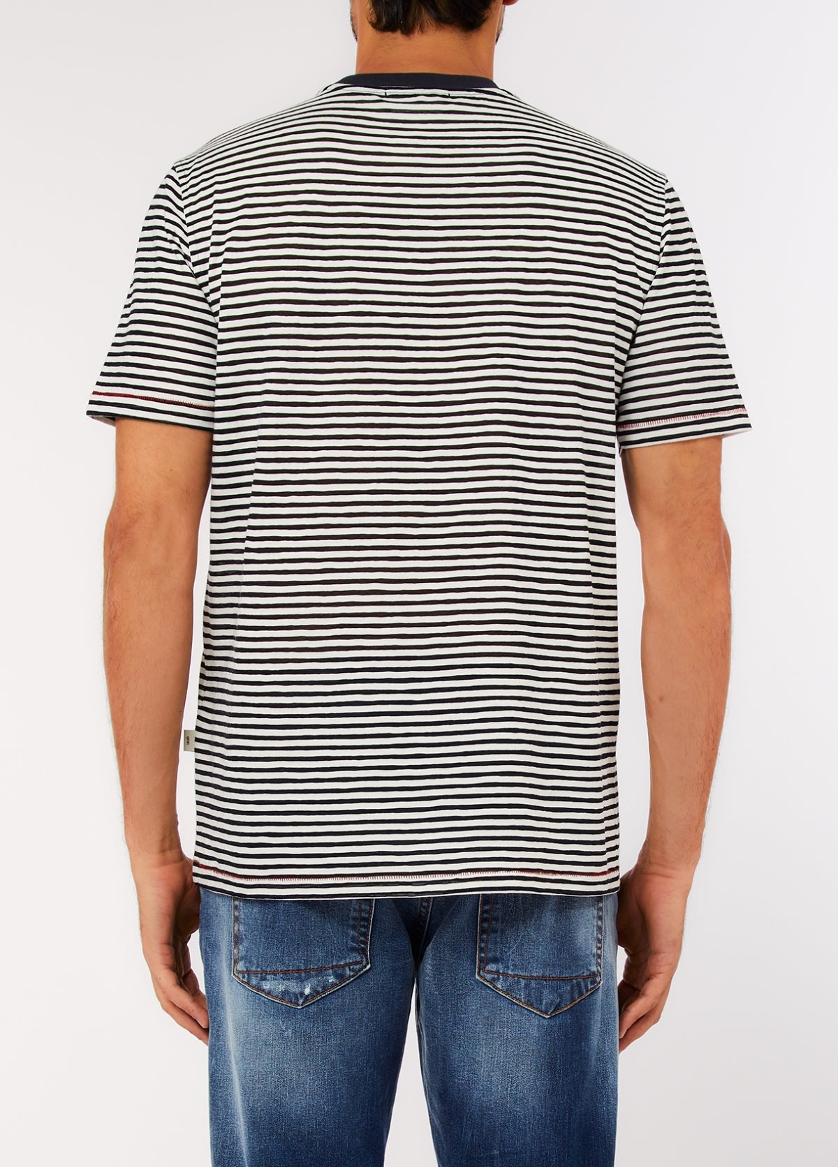 T-shirt Risca Azul e Branca
