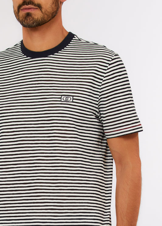 T-shirt Risca Azul e Branca