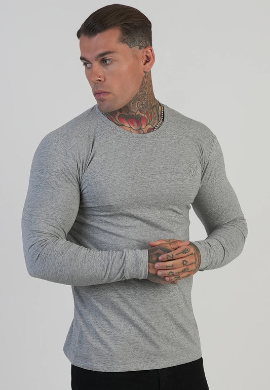 T-Shirt de Manga Comprida Cinza SikSilk FW25
