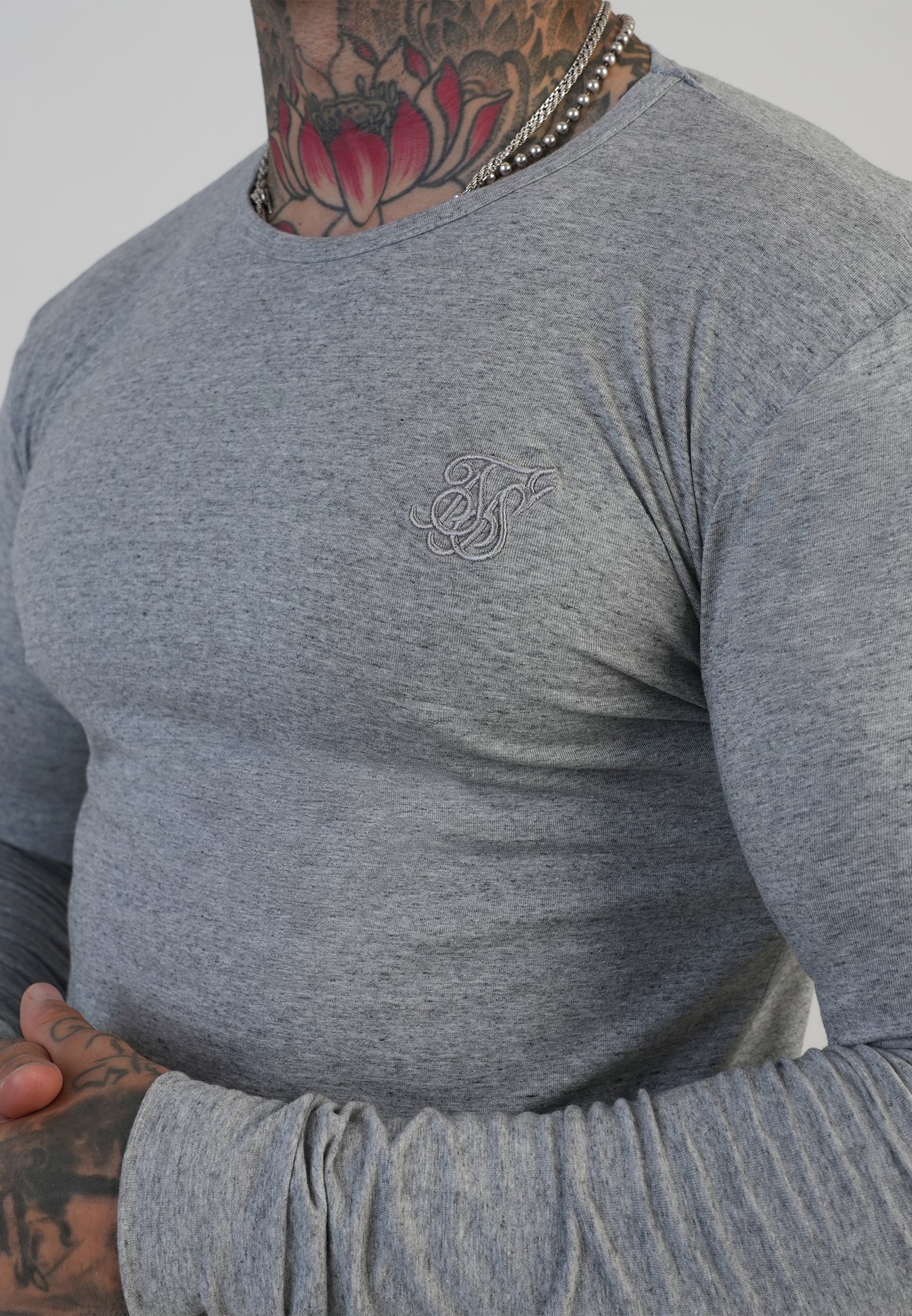 T-Shirt de Manga Comprida Cinza SikSilk FW25