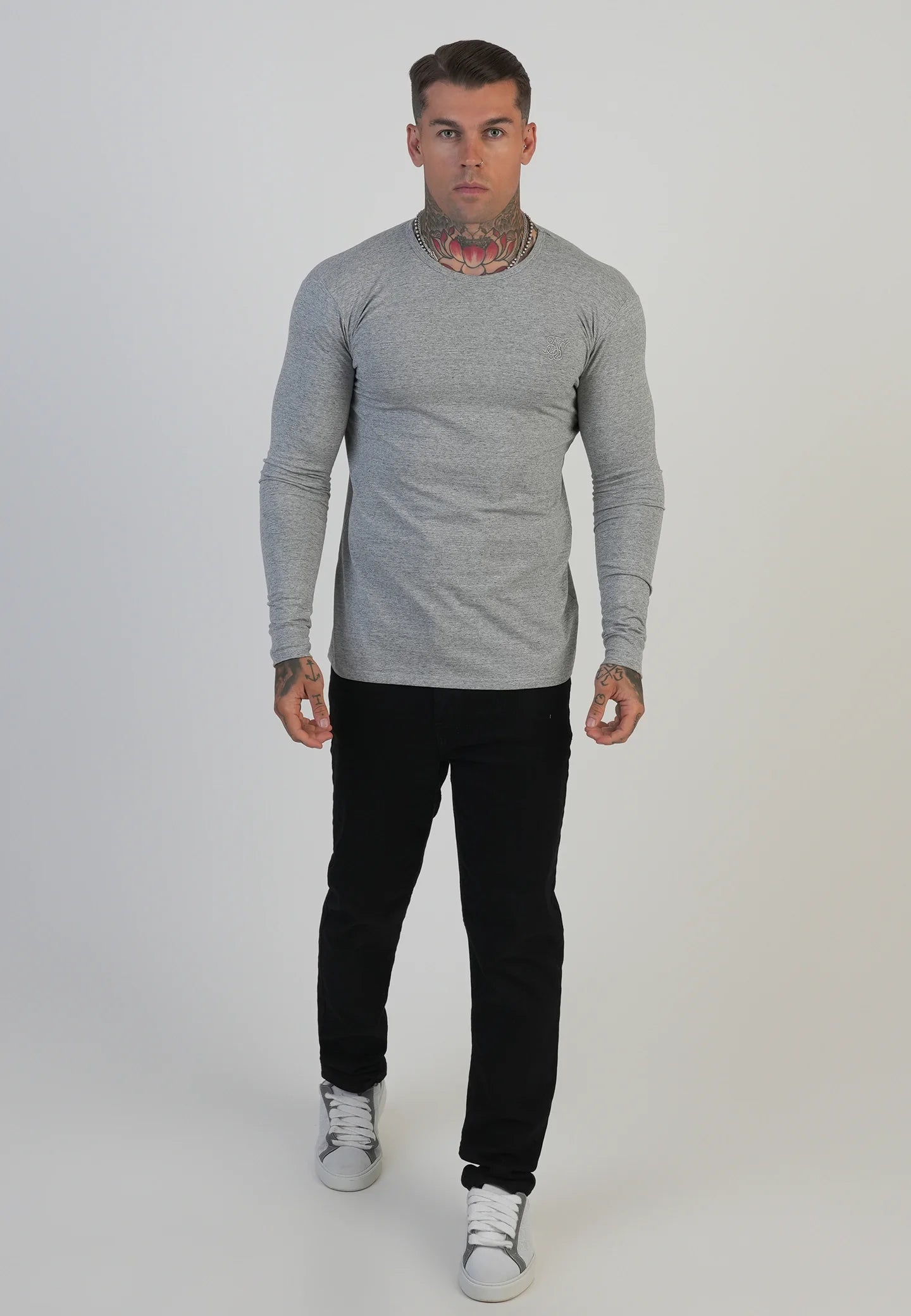 T-Shirt de Manga Comprida Cinza SikSilk FW25