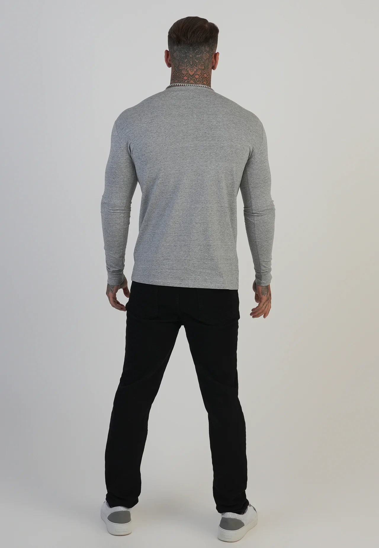 T-Shirt de Manga Comprida Cinza SikSilk FW25