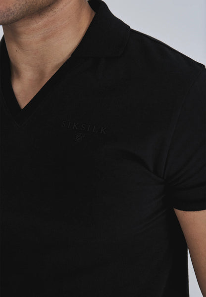 Polo Preto com Decote em V SikSilk