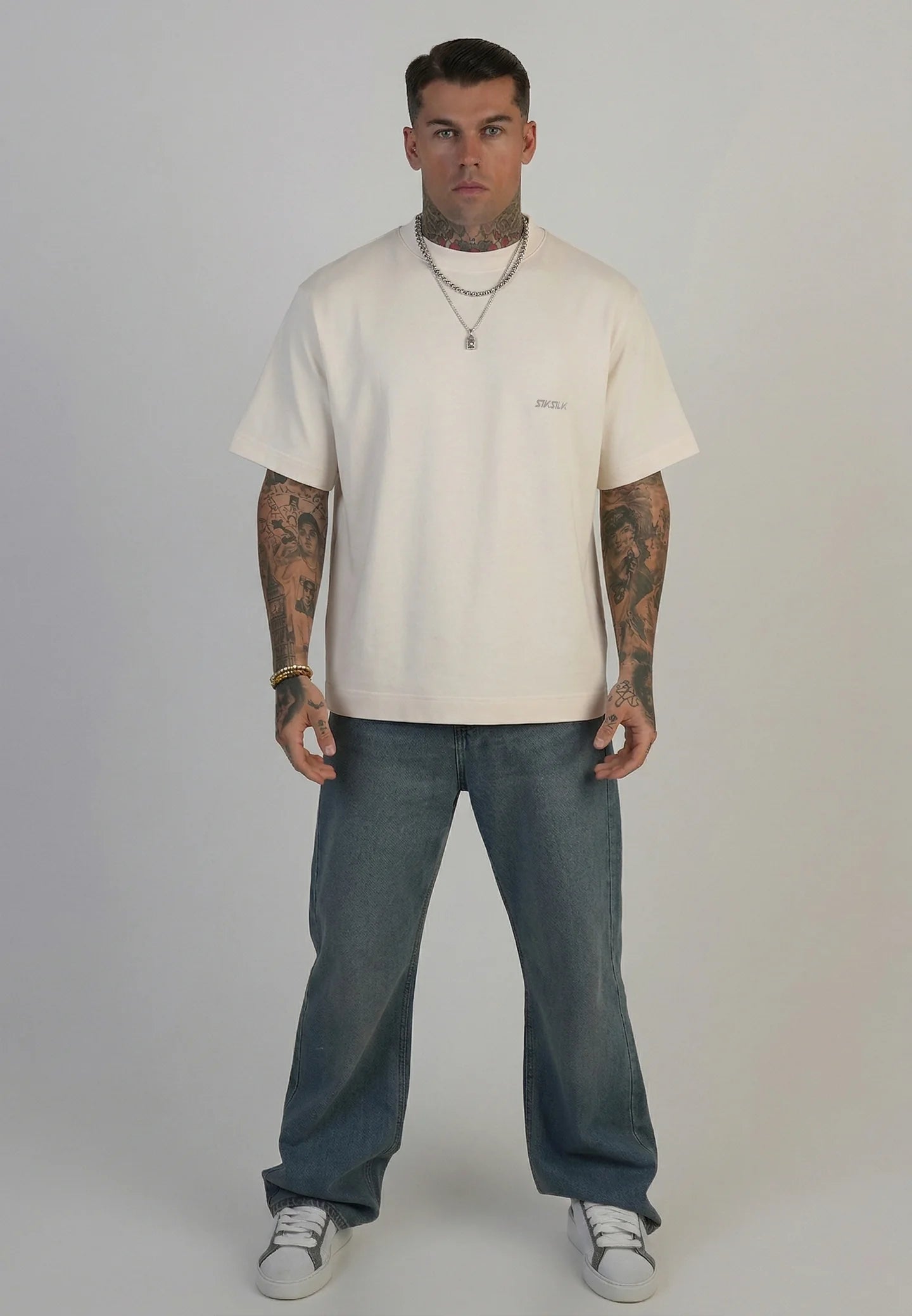 T-shirt Bege Estampada