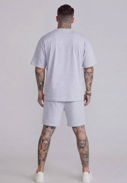 Conjunto T-Shirt e Calções Cinza Oversized SikSilk