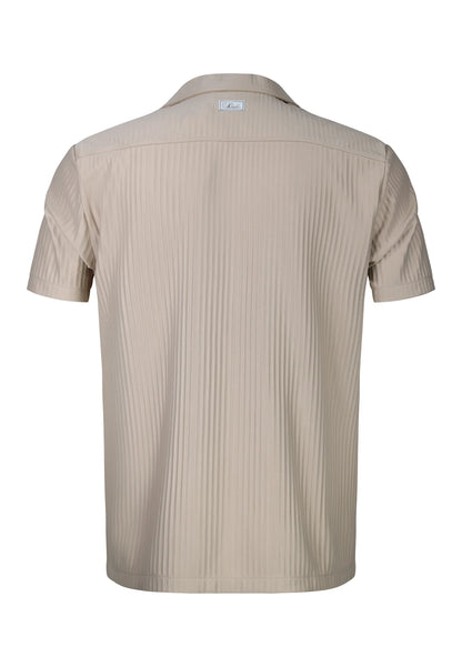 Camisa em Tecido Plissado de Manga Curta Bege SikSilk