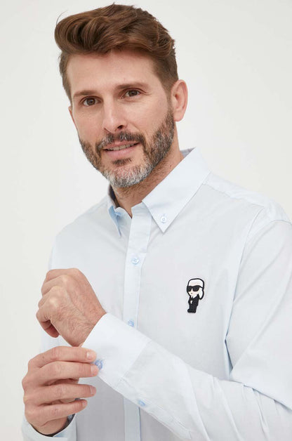 Camisa Karl Lagerfeld Logo-Print Azul 605911 FW24 Karl Lagerfeld