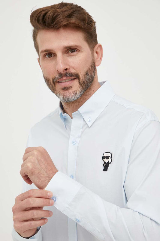 Camisa azul con logo estampado de Karl Lagerfeld