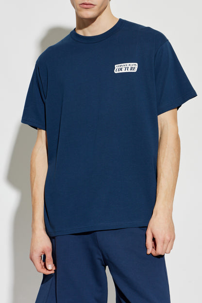 T-shirt Azul com Logótipo Versace Jeans Couture