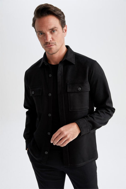 Sobrecamisa Preto efeito Camurça