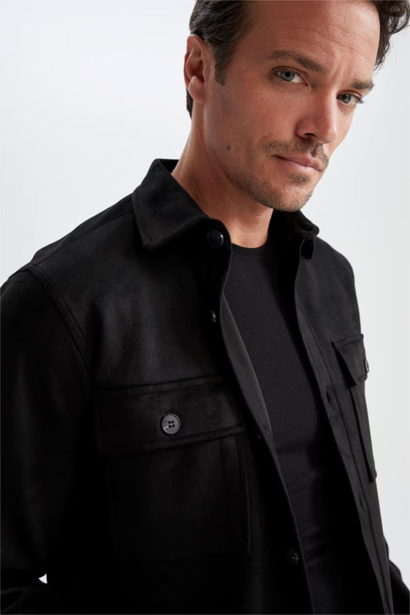 Sobrecamisa Preto efeito Camurça