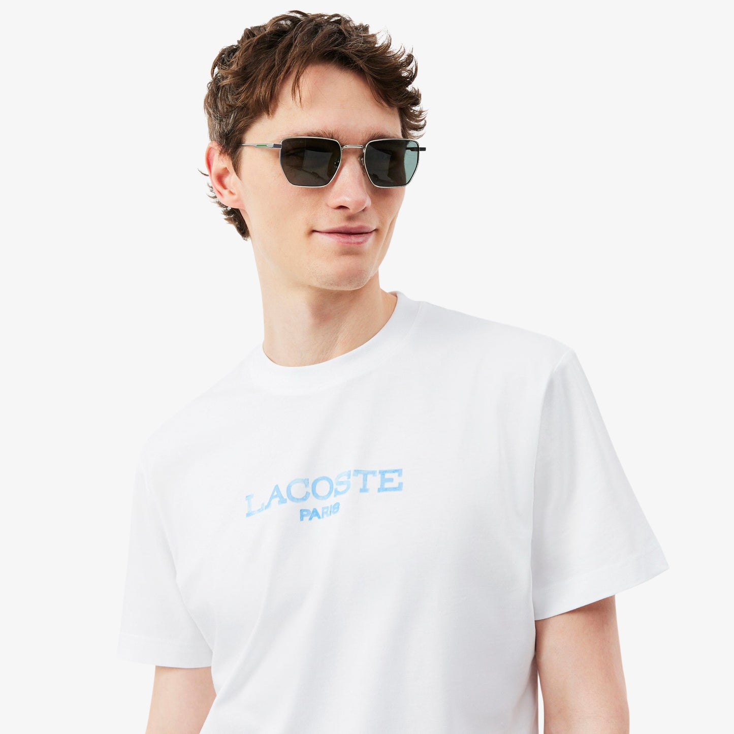 T-shirt Branca com Estampa Azul