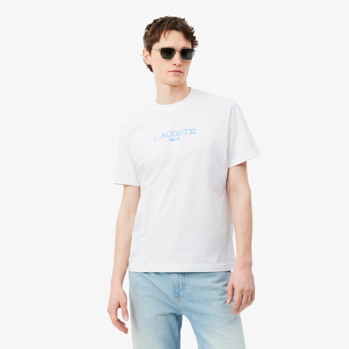 T-shirt Branca com Estampa Azul